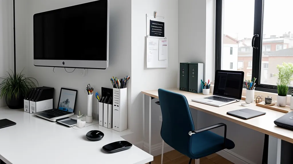 Espace de travail à domicile organisé pour un entretien à distance dans le cadre d'une recherche d'emploi
