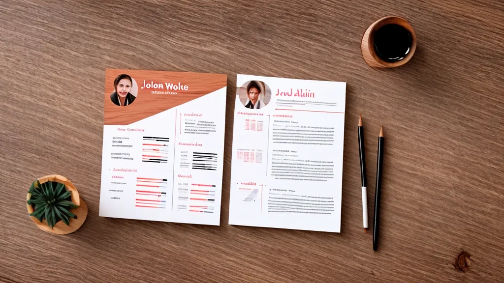 Gros plan d'un CV de deux pages en cours de modification avec un stylo rouge